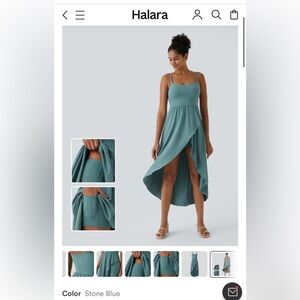 Halara Breezeful High Low 2-Piece Flowy Midi Quick Dry Casual Dress Blue Large
